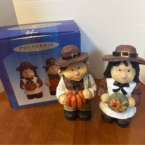VTG 1998 Lincolnshire Collection Polyresin Pilgrim Couple Fall Thanksgiving 10”